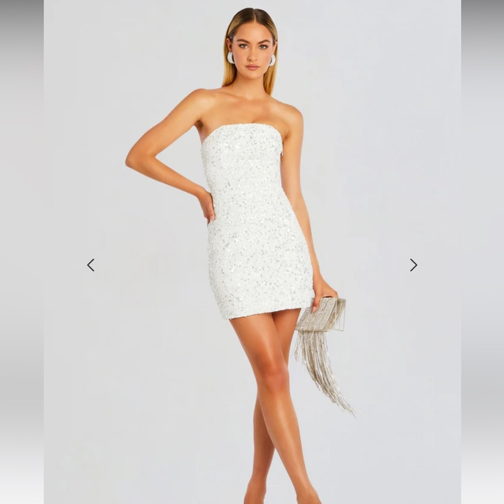 Retrofete Heather dress. Size Medium, never worn, white with silver sequins.